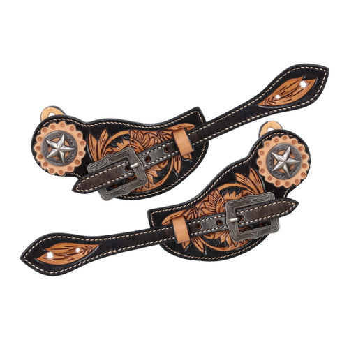 Showman ® Cowhide Print Spur Straps main image 1
