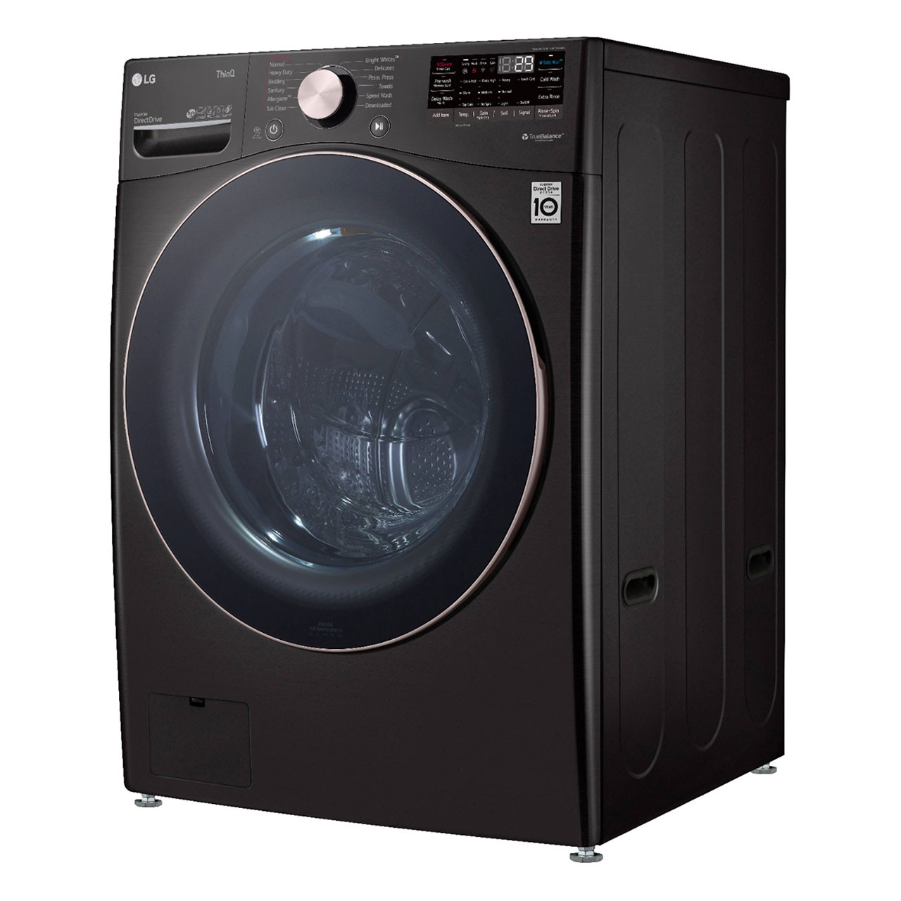 LG - 4.5 Cu. Ft. High-Efficiency Stackable Smart Front Load Washer angled right