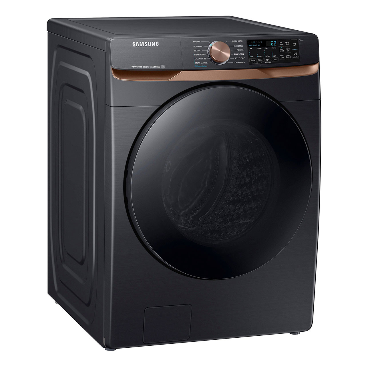 Samsung - 5.0 Cu. Ft. High-Efficiency Stackable Smart Front Load Washer angled