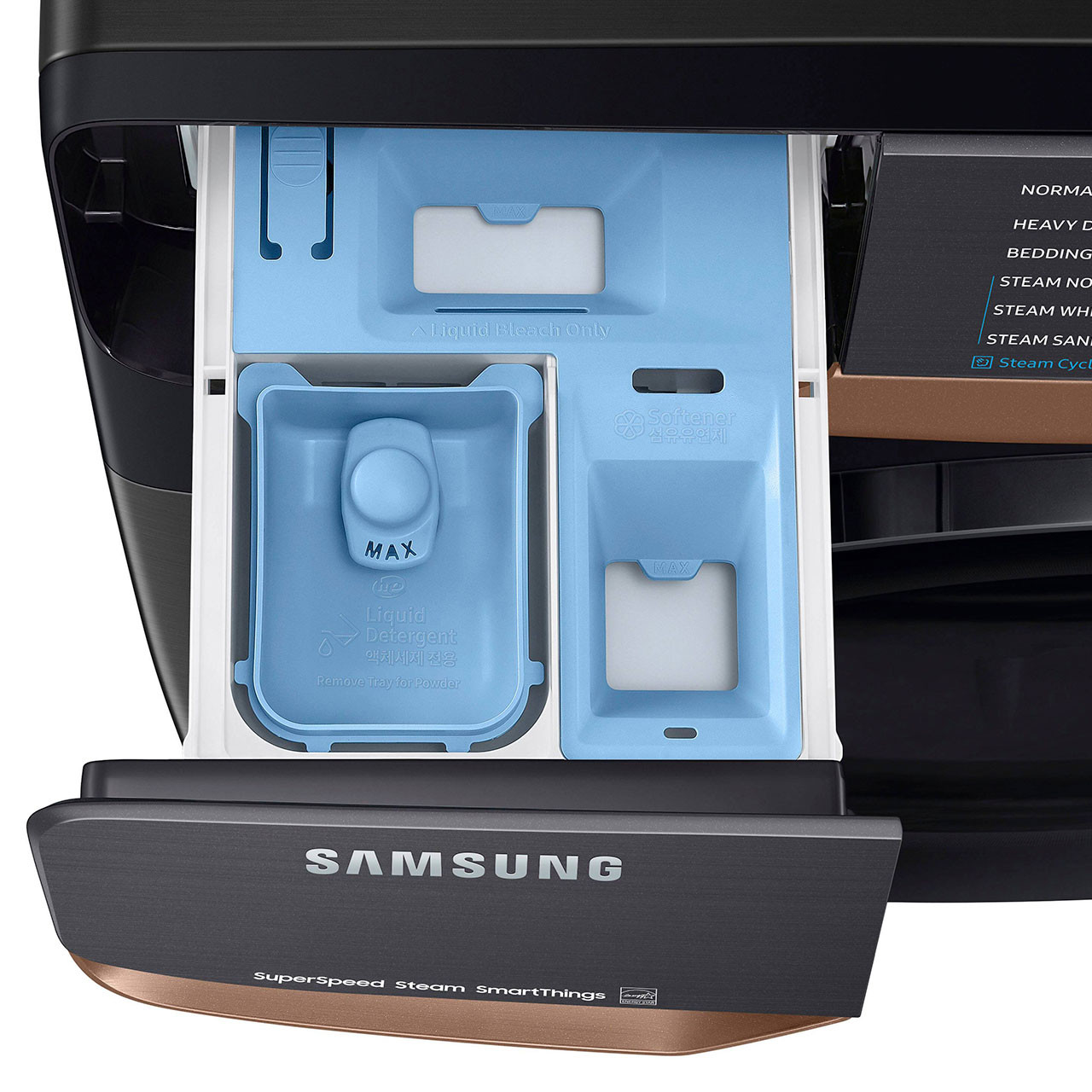 Samsung - 5.0 Cu. Ft. High-Efficiency Stackable Smart Front Load Washer detergent drawer