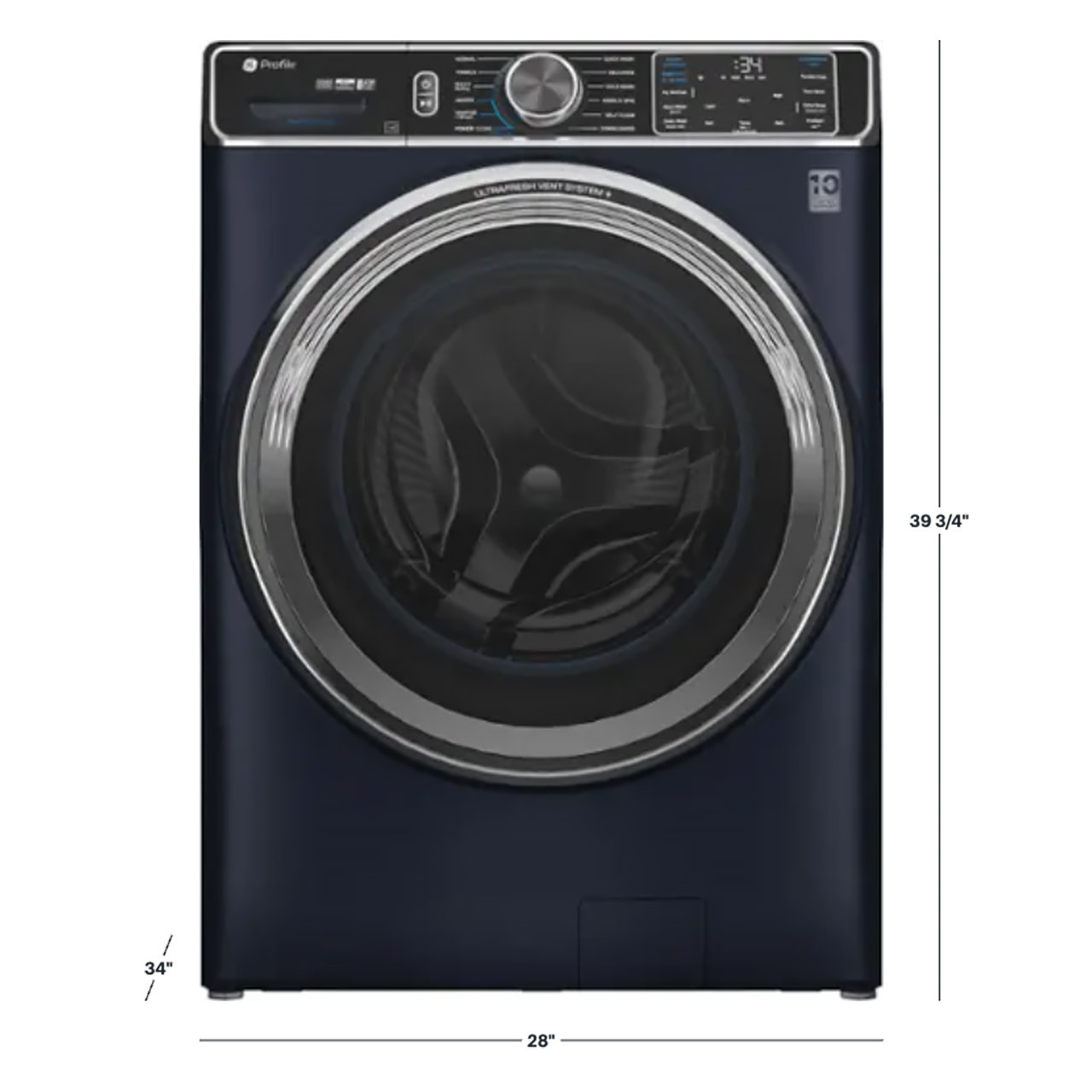 GE Profile Stackable Smart Electric Dryer - Sapphire Blue - Dimensions