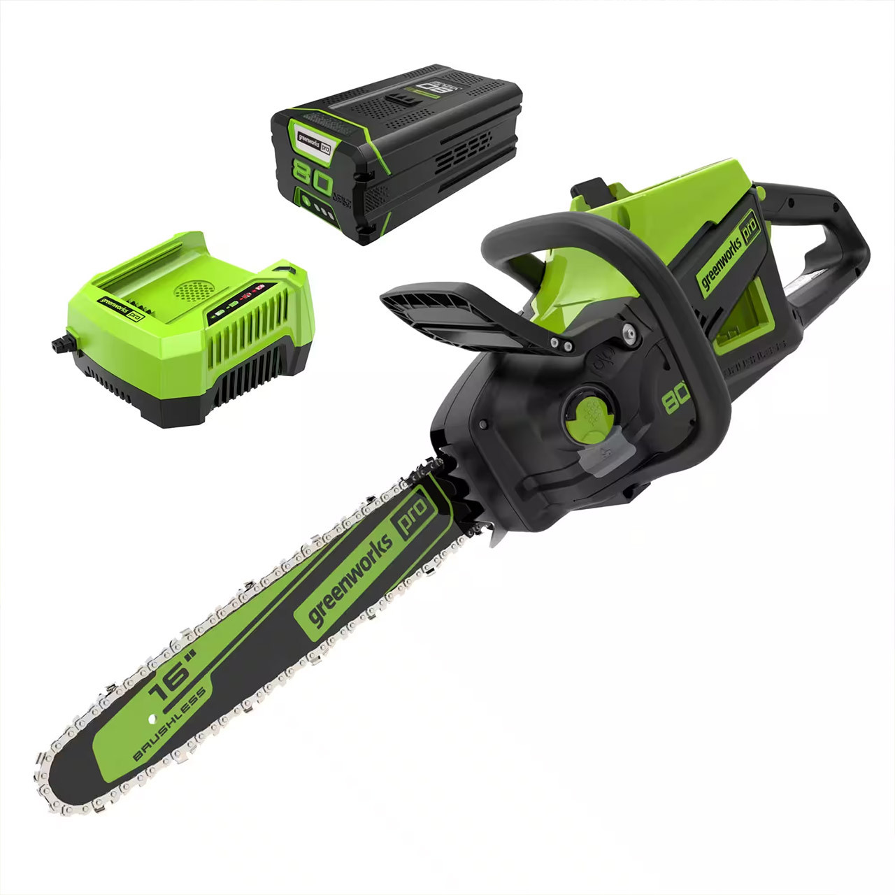 80-Volt 16-inch 2kW Chainsaw with 4.0 Ah Battery and Charger - Green