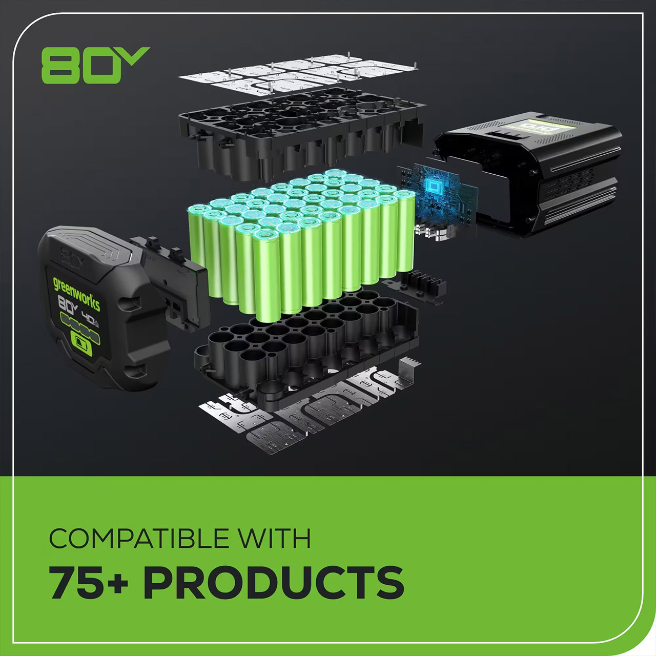 80-Volt 16-inch 2kW Chainsaw with 4.0 Ah Battery and Charger - Green