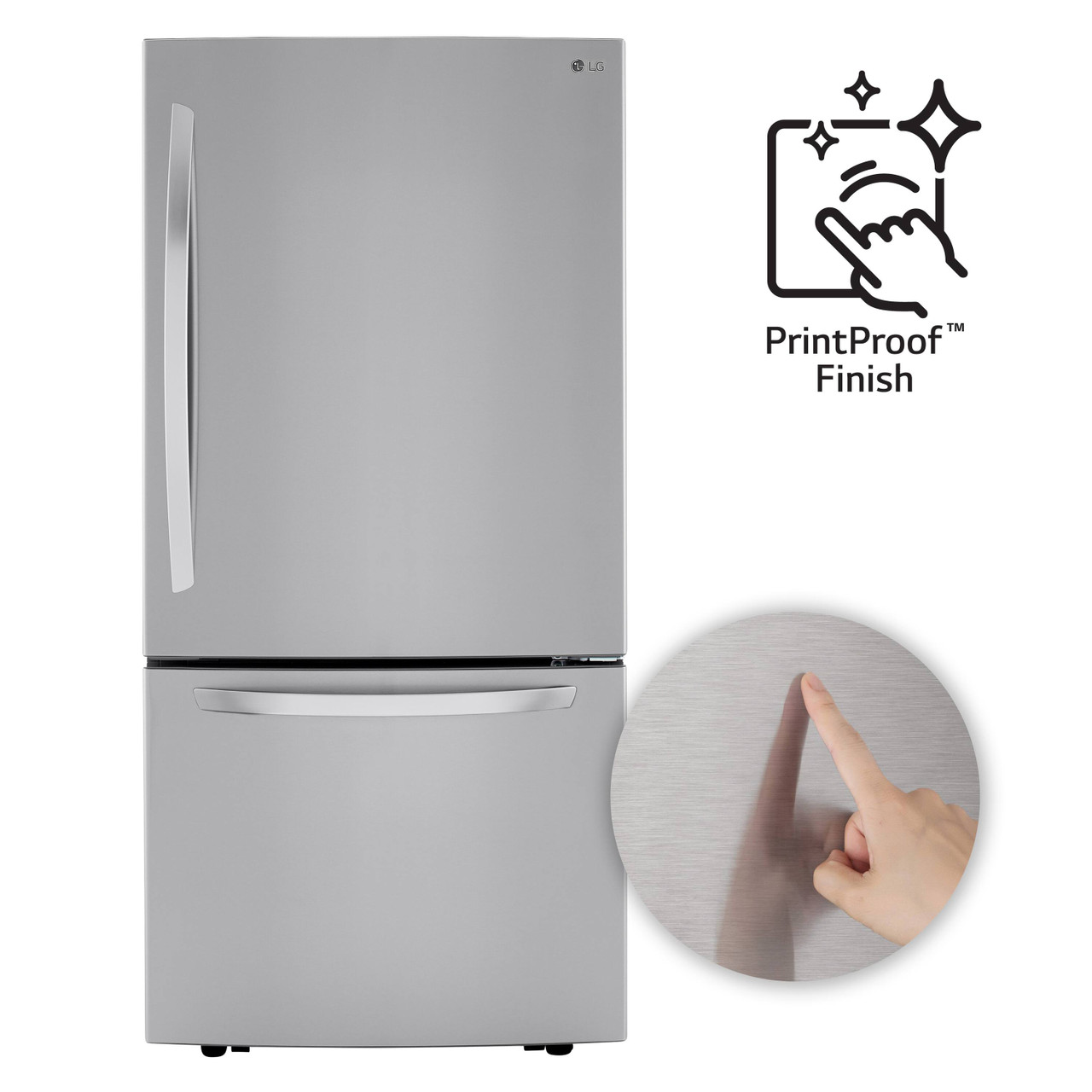 LG - 25.5 Cu. Ft. Bottom-Freezer Refrigerator with Ice Maker - PrintProof Stainless Steel