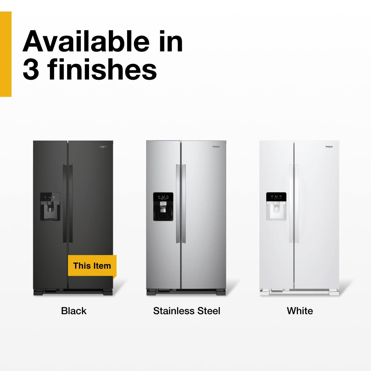 Whirlpool™ - 33-inch Wide Side-by-Side Refrigerator - 21 cu. ft. - Black