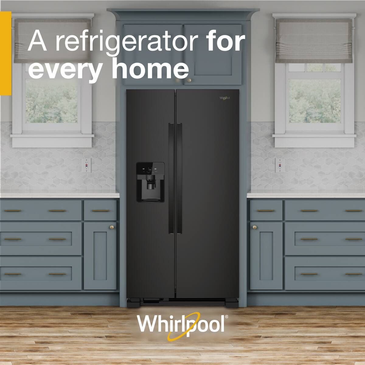 Whirlpool™ - 33-inch Wide Side-by-Side Refrigerator - 21 cu. ft. - Black