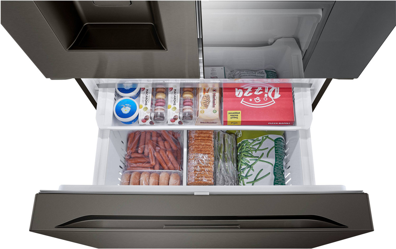 LG - Counter-Depth MAX 25.5 Cu. Ft. French Door-in-Door Smart Refrigerator with Mirror InstaView - Black Stainless Steel