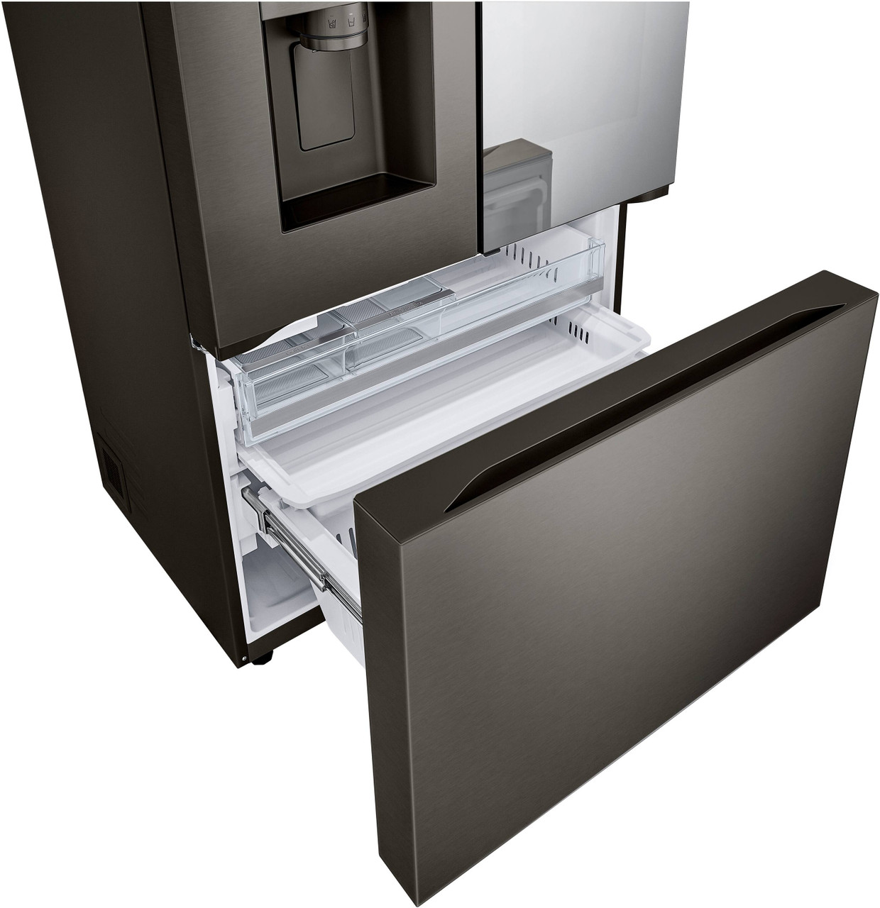 LG - Counter-Depth MAX 25.5 Cu. Ft. French Door-in-Door Smart Refrigerator with Mirror InstaView - Black Stainless Steel