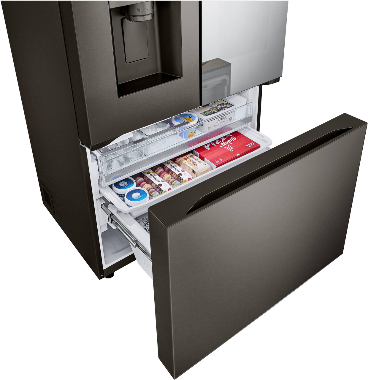 LG - Counter-Depth MAX 25.5 Cu. Ft. French Door-in-Door Smart Refrigerator with Mirror InstaView - Black Stainless Steel