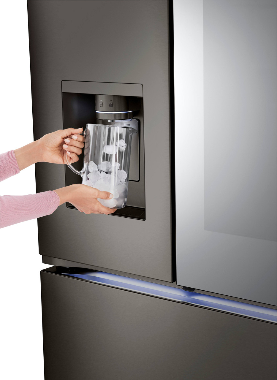 LG - Counter-Depth MAX 25.5 Cu. Ft. French Door-in-Door Smart Refrigerator with Mirror InstaView - Black Stainless Steel