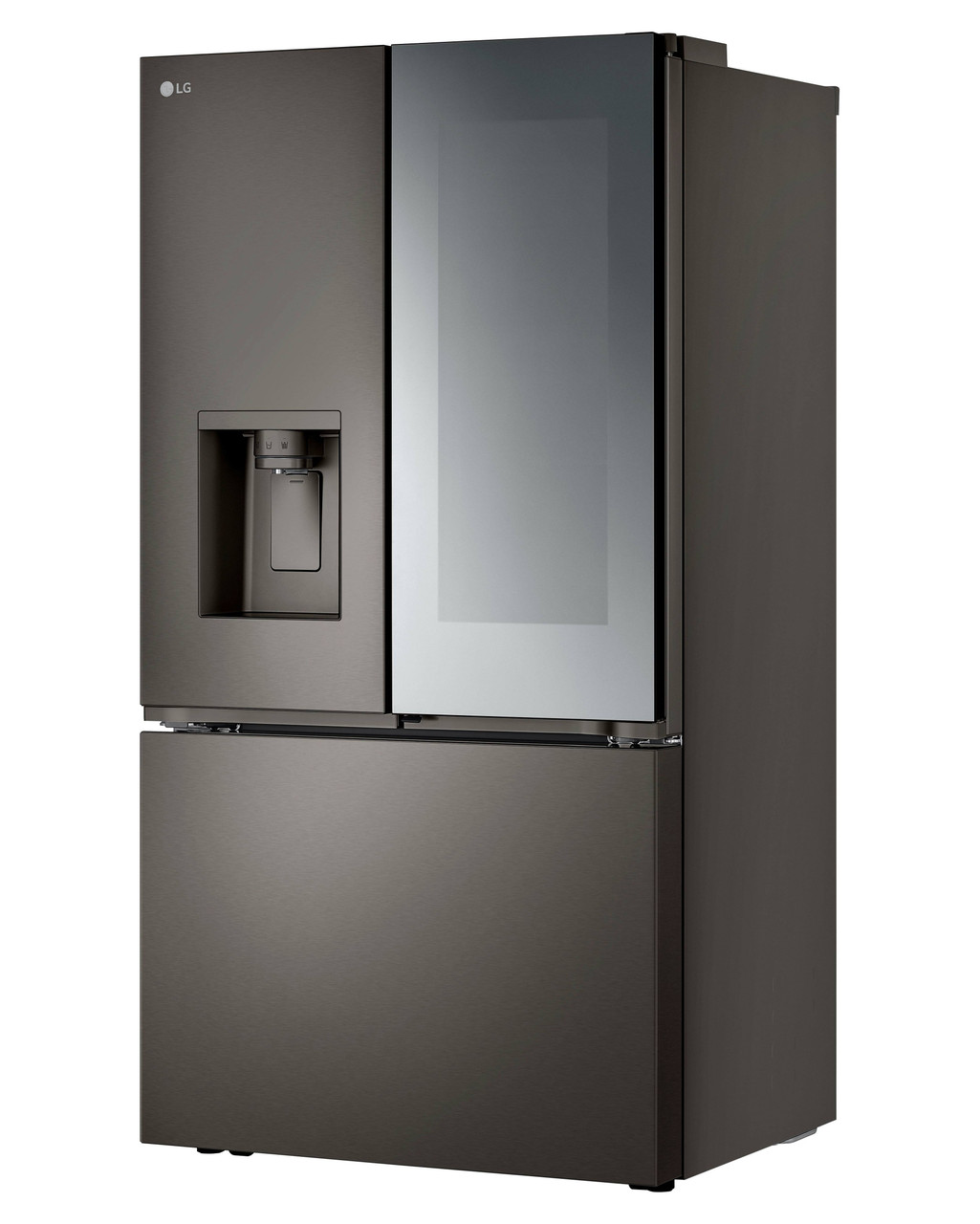 LG - Counter-Depth MAX 25.5 Cu. Ft. French Door-in-Door Smart Refrigerator with Mirror InstaView - Black Stainless Steel