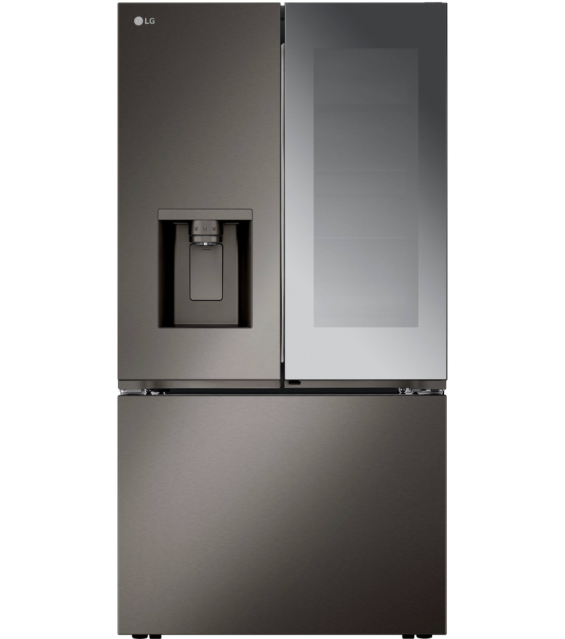LG - Counter-Depth MAX 25.5 Cu. Ft. French Door-in-Door Smart Refrigerator with Mirror InstaView - Black Stainless Steel