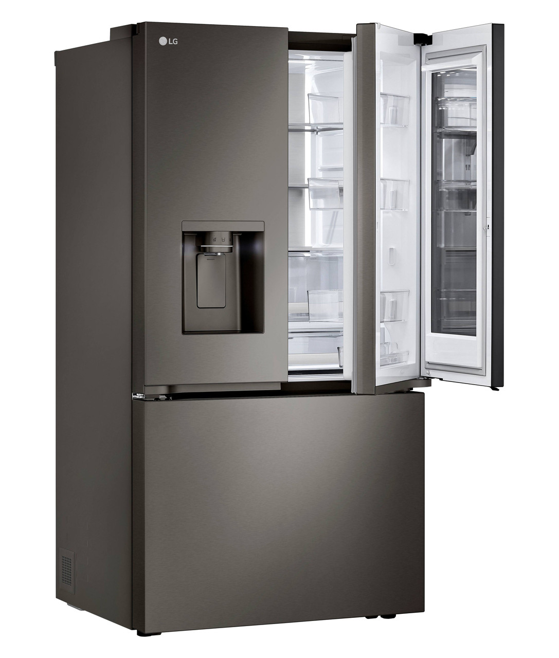 LG - Counter-Depth MAX 25.5 Cu. Ft. French Door-in-Door Smart Refrigerator with Mirror InstaView - Black Stainless Steel