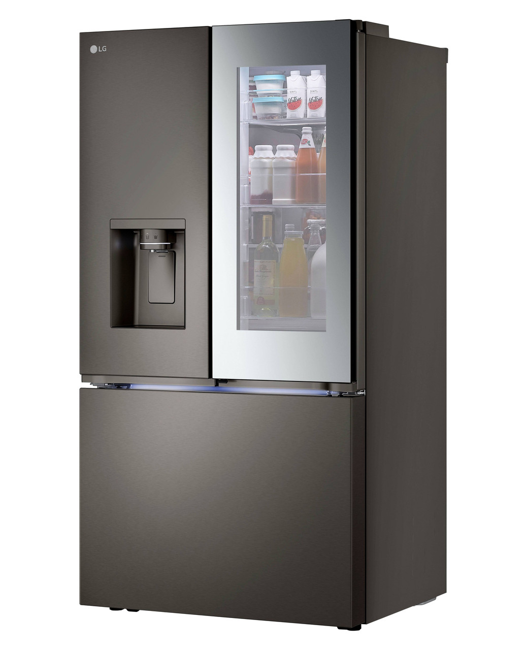 LG - Counter-Depth MAX 25.5 Cu. Ft. French Door-in-Door Smart Refrigerator with Mirror InstaView - Black Stainless Steel