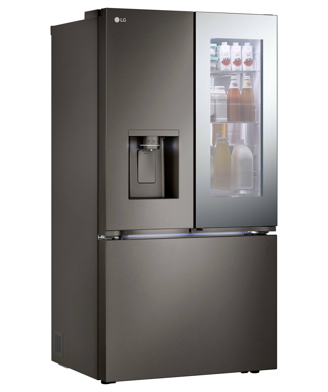 LG - Counter-Depth MAX 25.5 Cu. Ft. French Door-in-Door Smart Refrigerator with Mirror InstaView - Black Stainless Steel