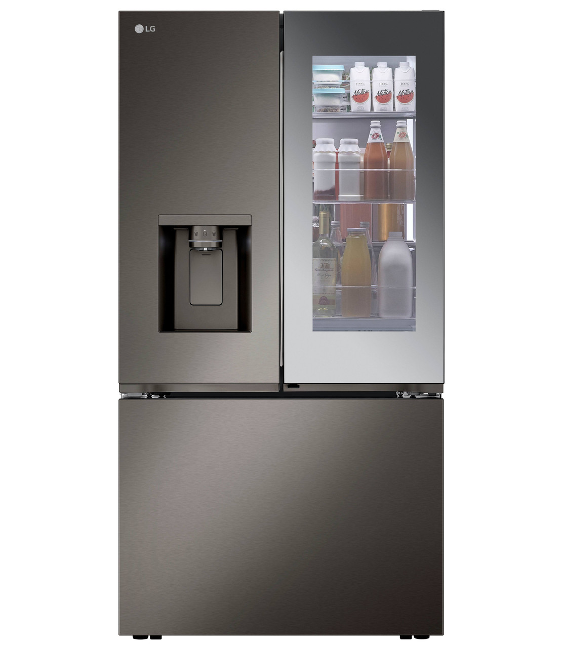 LG - Counter-Depth MAX 25.5 Cu. Ft. French Door-in-Door Smart Refrigerator with Mirror InstaView - Black Stainless Steel