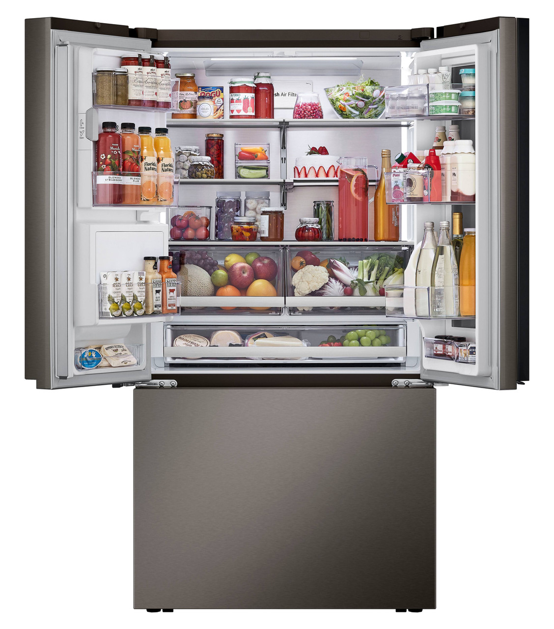 LG - Counter-Depth MAX 25.5 Cu. Ft. French Door-in-Door Smart Refrigerator with Mirror InstaView - Black Stainless Steel