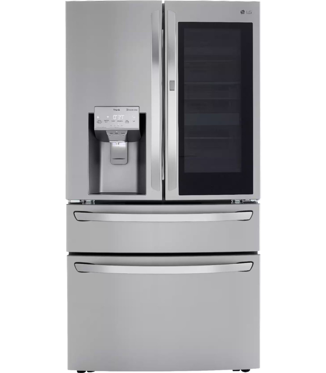 LG - 22.5 Cu. Ft. 4-Door French Door-in-Door Counter-Depth Smart Refrigerator with Craft Ice - Stainless Steel
