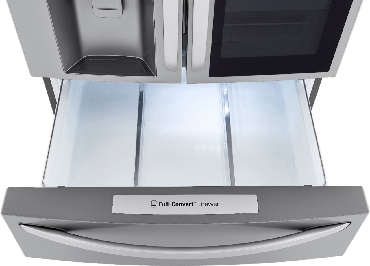 LG - 22.5 Cu. Ft. 4-Door French Door-in-Door Counter-Depth Smart Refrigerator with Craft Ice - Stainless Steel