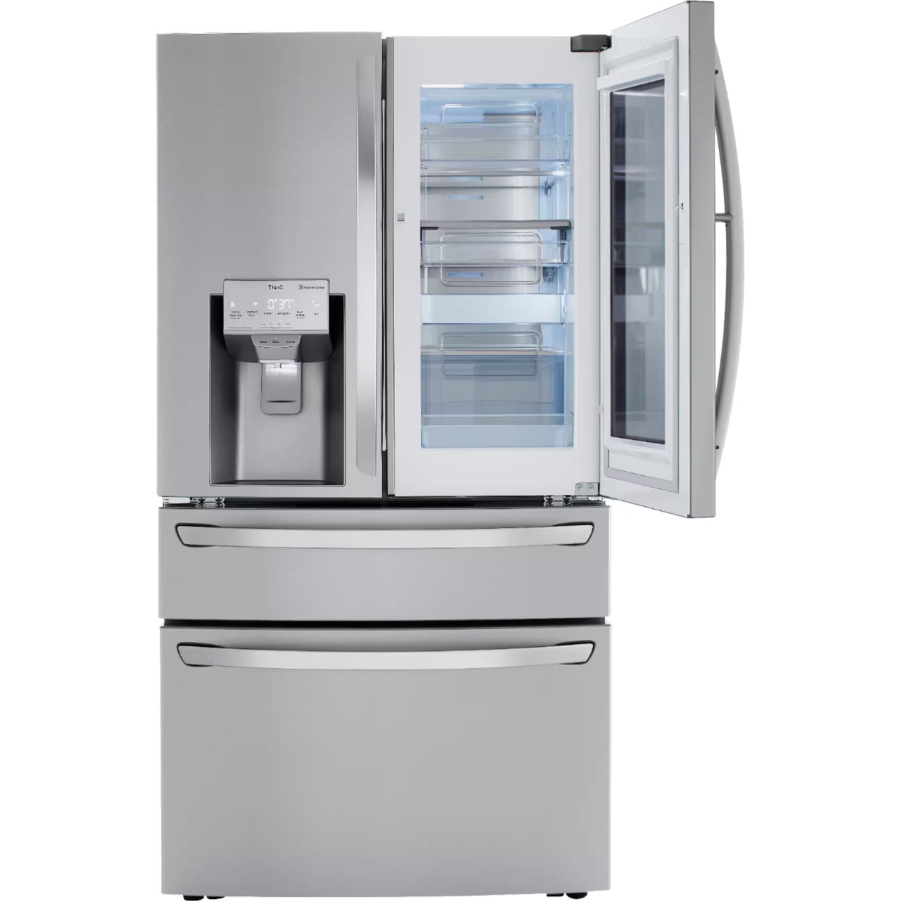 LG - 22.5 Cu. Ft. 4-Door French Door-in-Door Counter-Depth Smart Refrigerator with Craft Ice - Stainless Steel