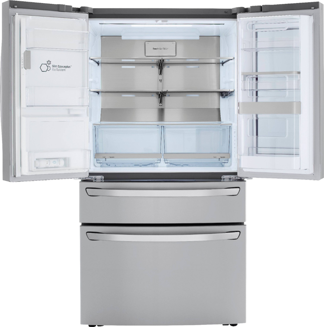LG - 22.5 Cu. Ft. 4-Door French Door-in-Door Counter-Depth Smart Refrigerator with Craft Ice - Stainless Steel