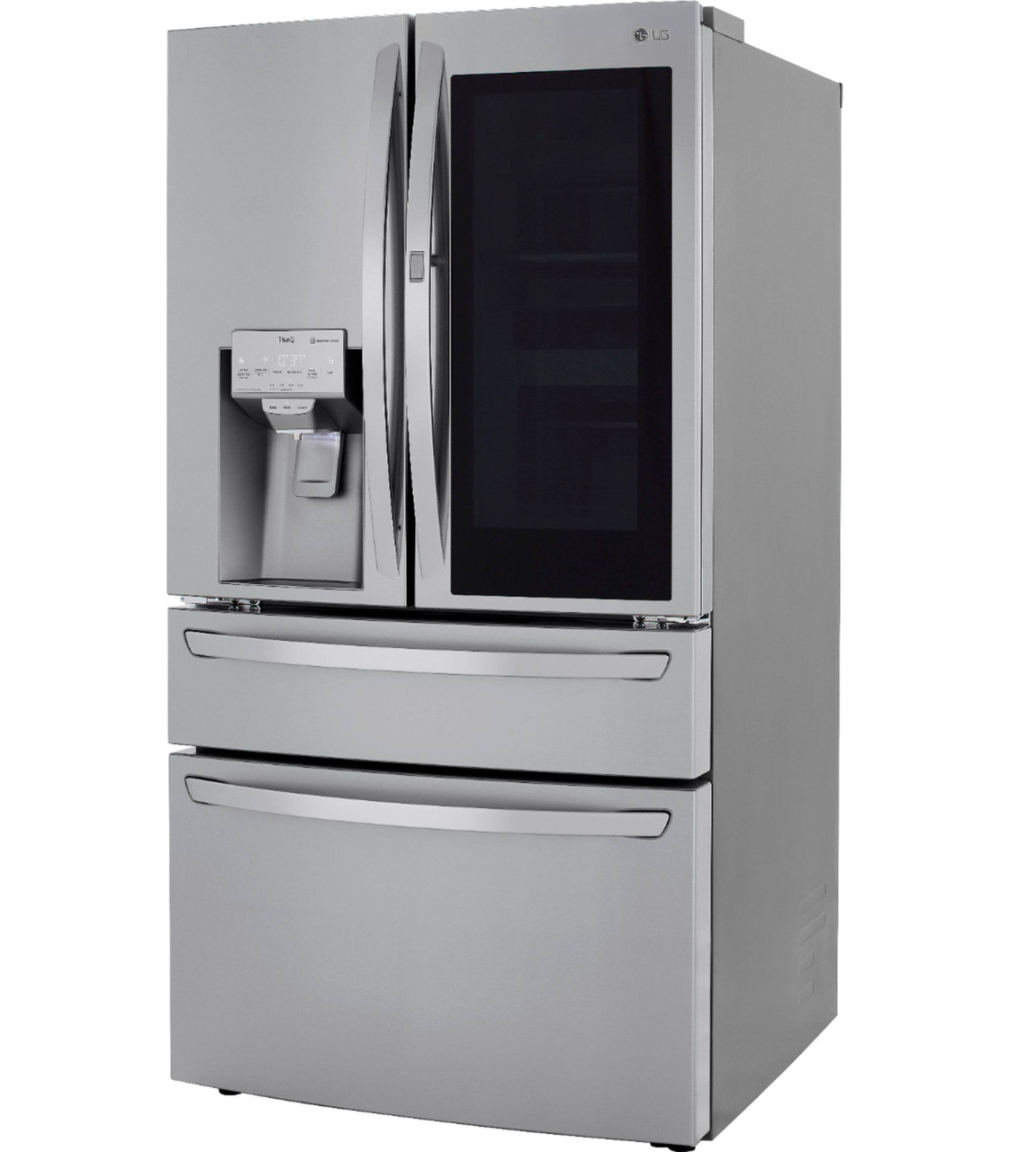 LG - 22.5 Cu. Ft. 4-Door French Door-in-Door Counter-Depth Smart Refrigerator with Craft Ice - Stainless Steel