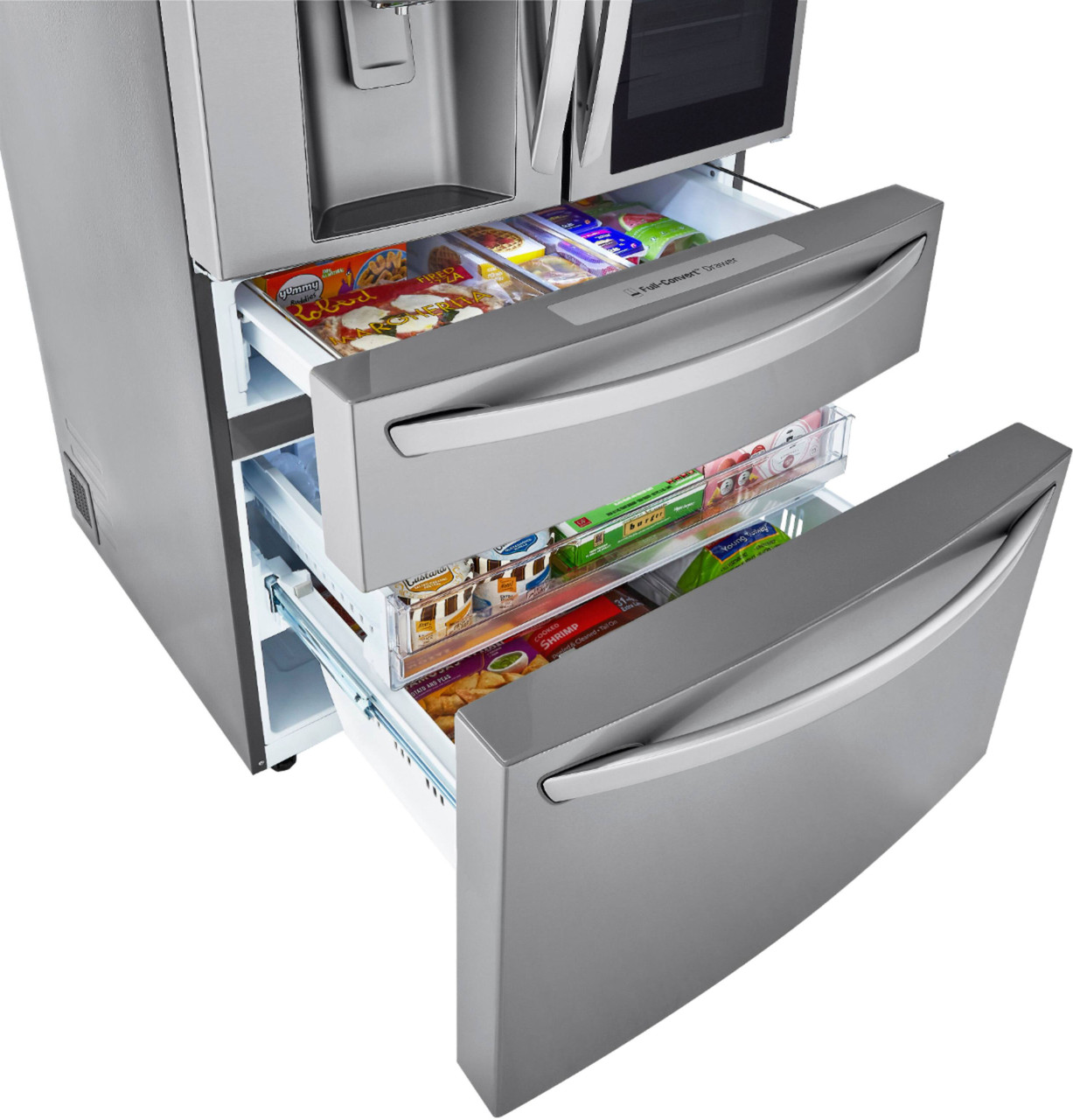 LG - 22.5 Cu. Ft. 4-Door French Door-in-Door Counter-Depth Smart Refrigerator with Craft Ice - Stainless Steel