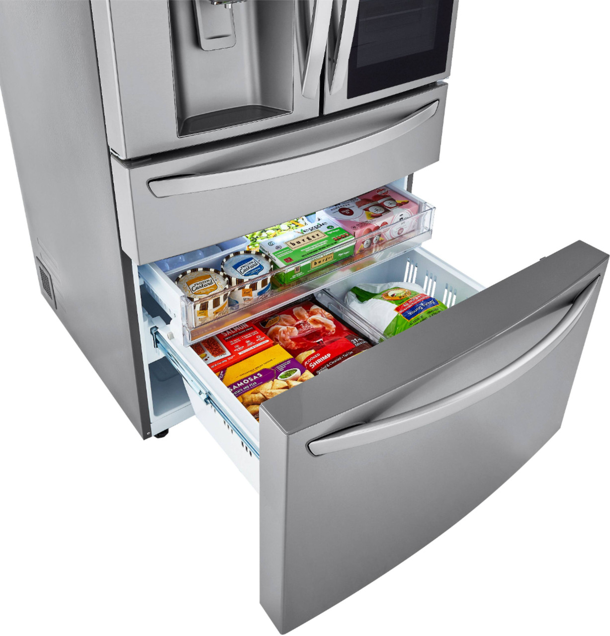 LG - 22.5 Cu. Ft. 4-Door French Door-in-Door Counter-Depth Smart Refrigerator with Craft Ice - Stainless Steel
