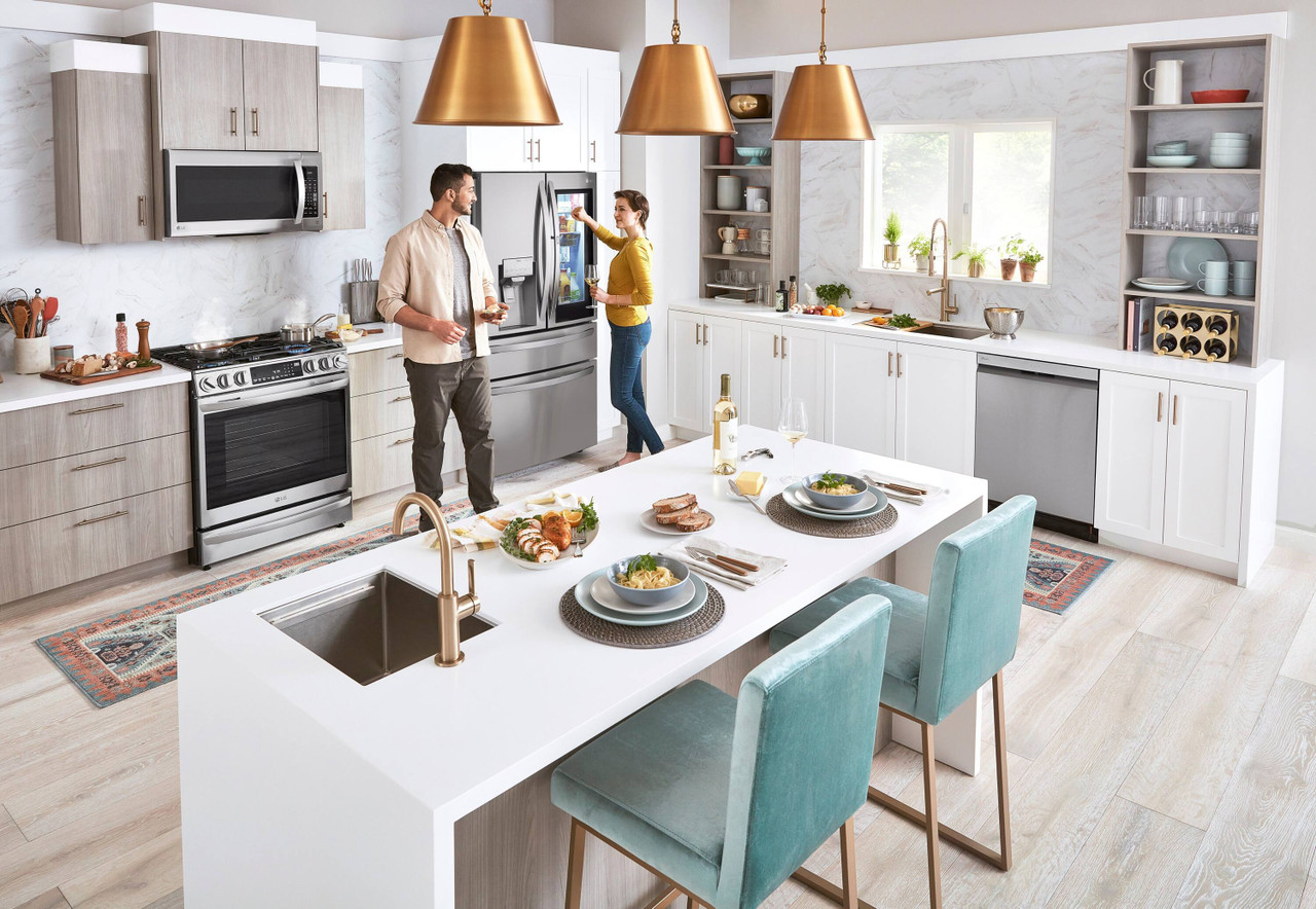 LG - 22.5 Cu. Ft. 4-Door French Door-in-Door Counter-Depth Smart Refrigerator with Craft Ice - Stainless Steel