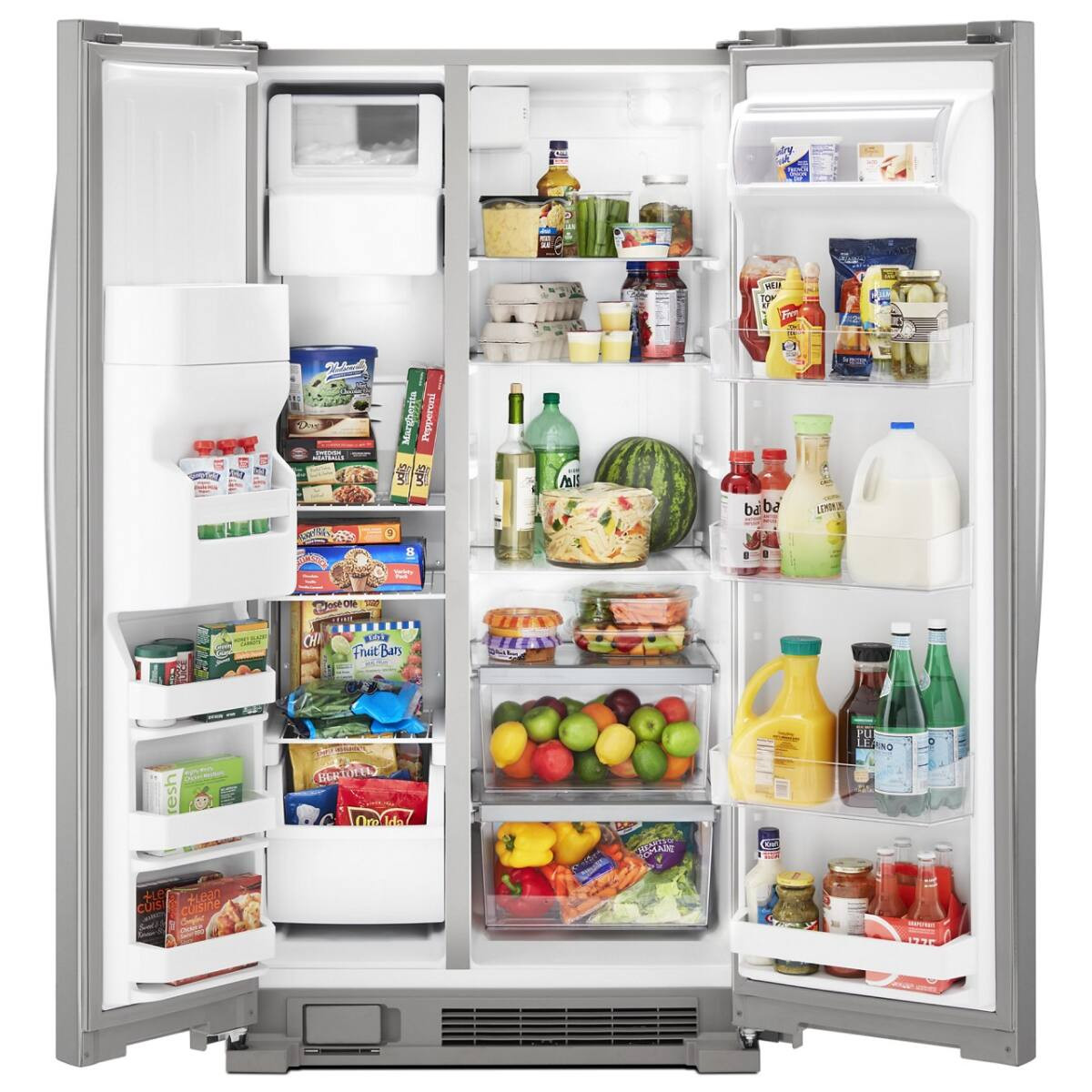 Whirlpool - 33-inch Wide Side-by-Side Refrigerator - 21 cu. ft. - Monochromatic Stainless Steel
