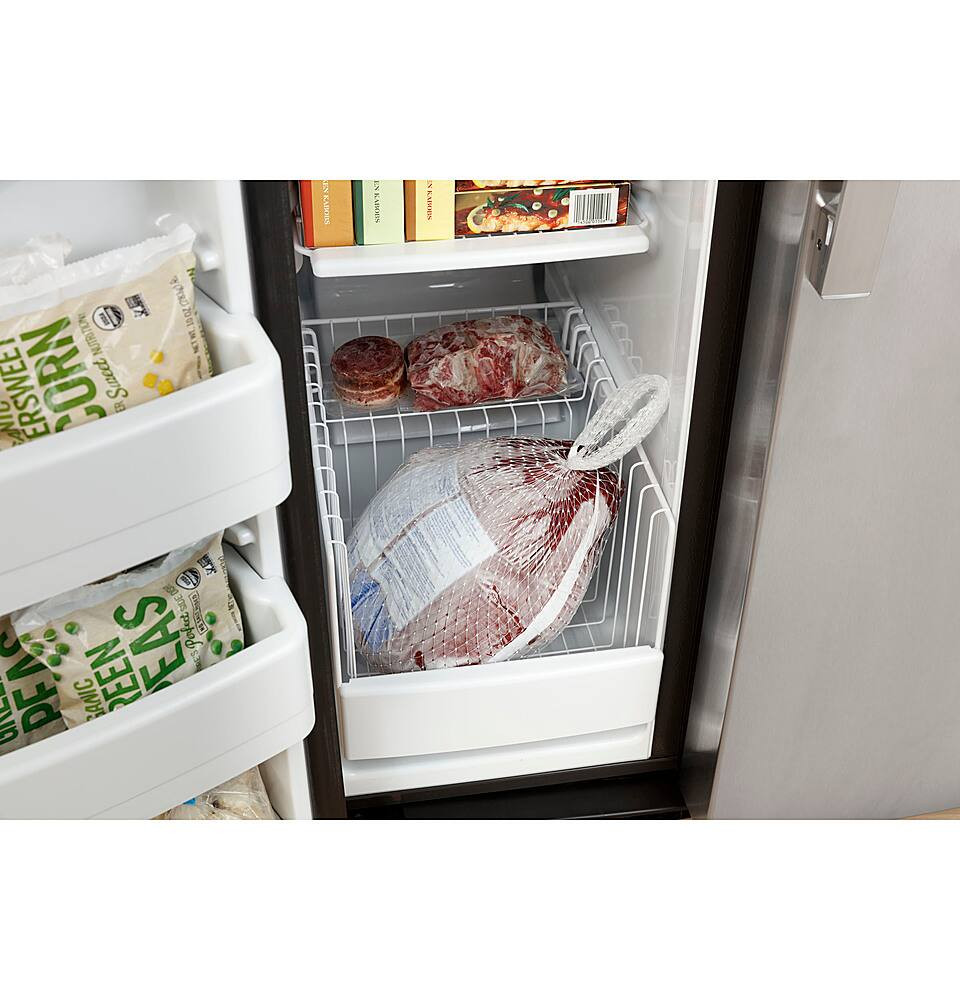 GE - 25.3 Cu. Ft. Side-by-Side Refrigerator with External Ice & Water Dispenser - Stainless Steel.