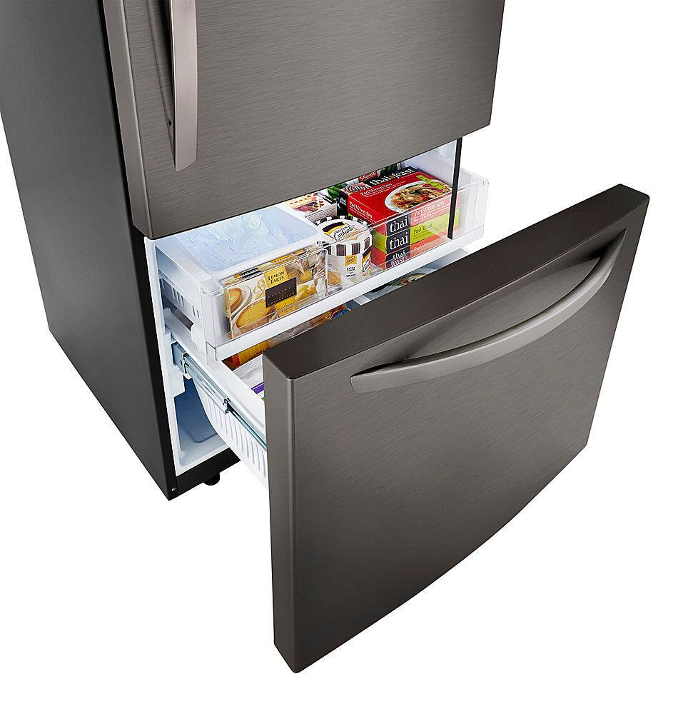 LG - 25.5 Cu. Ft. Bottom-Freezer Refrigerator with Ice Maker - Black Stainless Steel