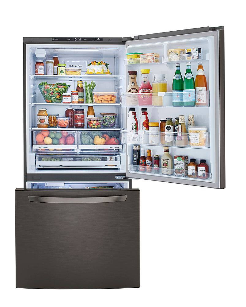LG - 25.5 Cu. Ft. Bottom-Freezer Refrigerator with Ice Maker - Black Stainless Steel