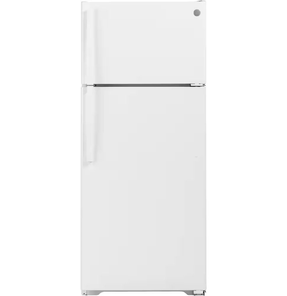 GE - 17.5 Cu. Ft. Top-Freezer Refrigerator with Edge-to-Edge Glass Shelves - White
