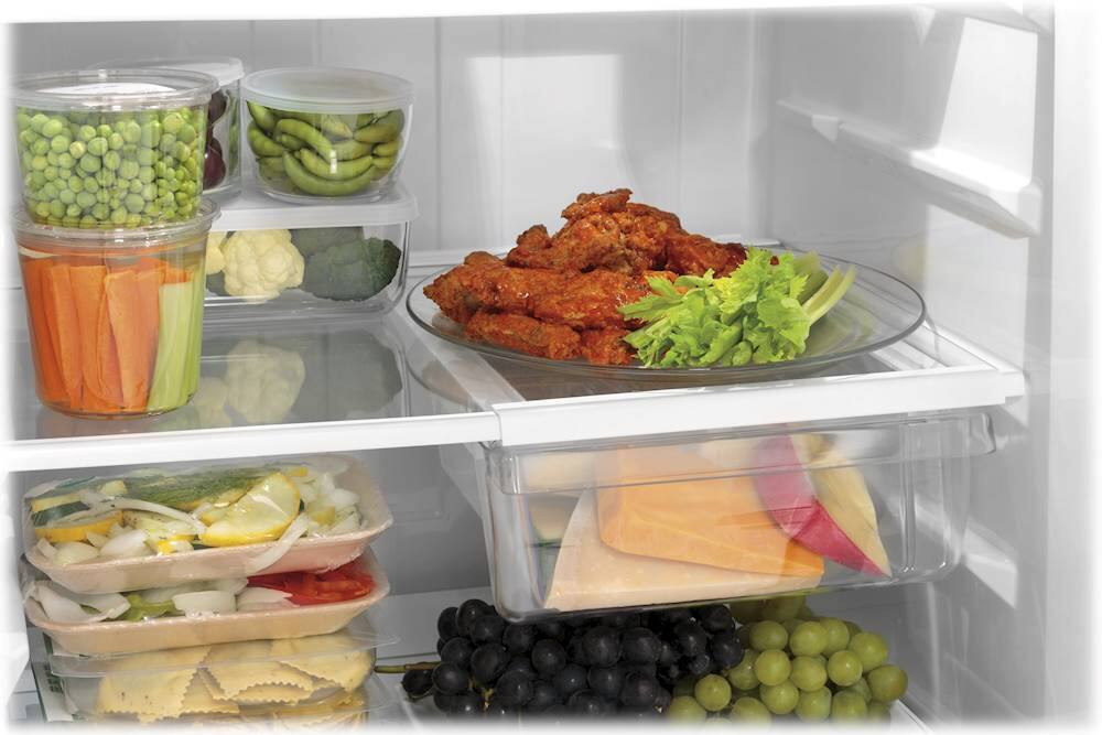 GE - 17.5 Cu. Ft. Top-Freezer Refrigerator with Edge-to-Edge Glass Shelves - White