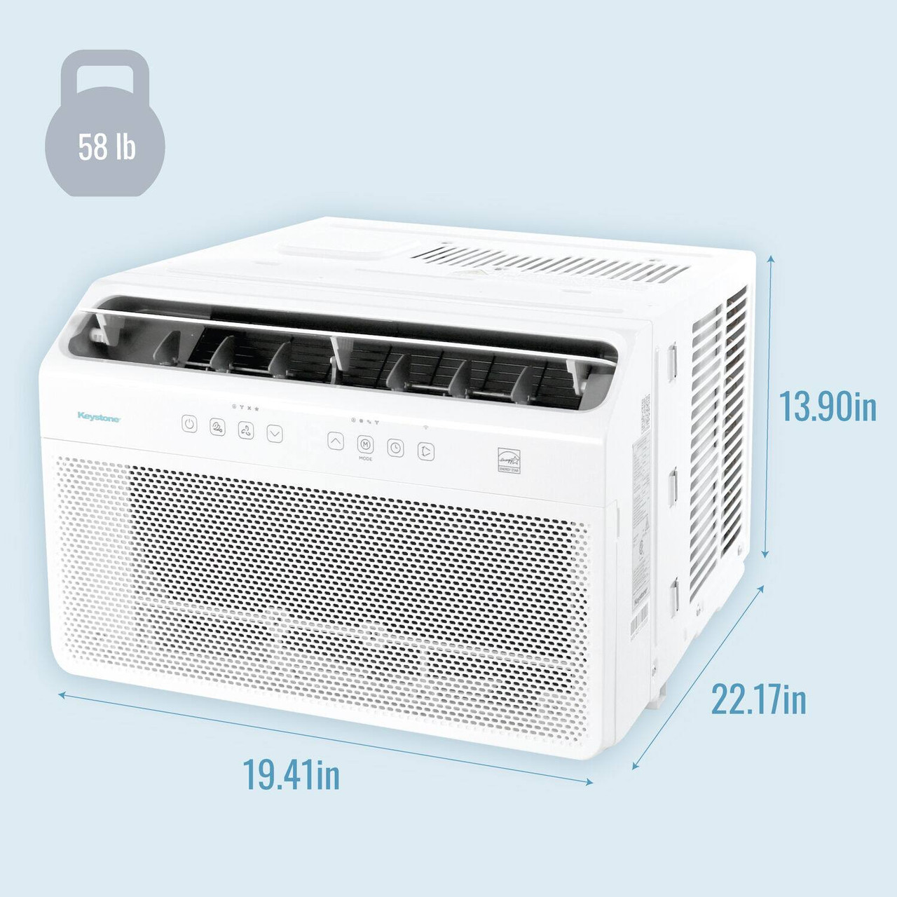 Keystone - 550 Sq. Ft 12,000 BTU Window Mounted Inverter Air Conditioner with 10,000 BTU Supplemental Heat Function - White