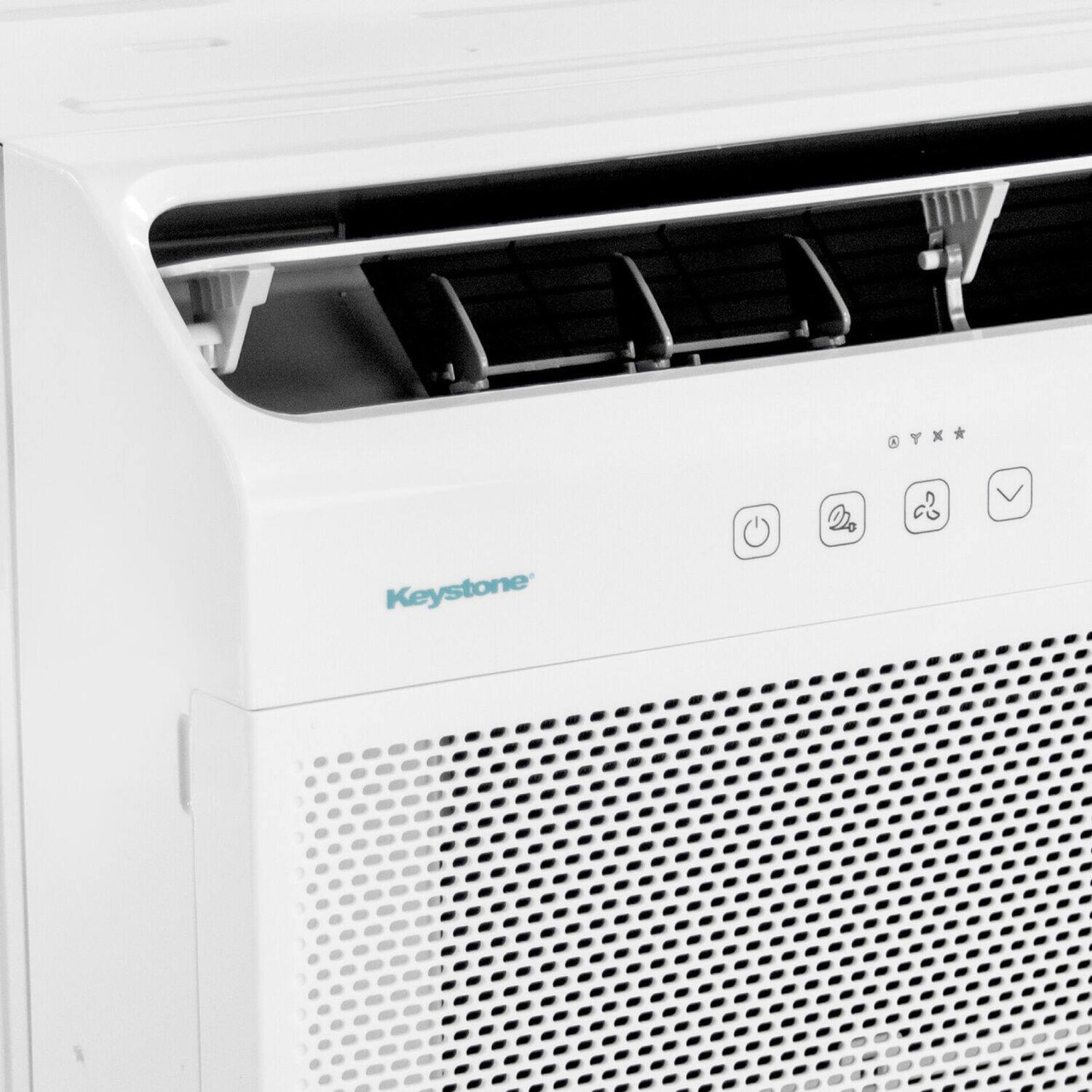Keystone - 550 Sq. Ft 12,000 BTU Window Mounted Inverter Air Conditioner with 10,000 BTU Supplemental Heat Function - White