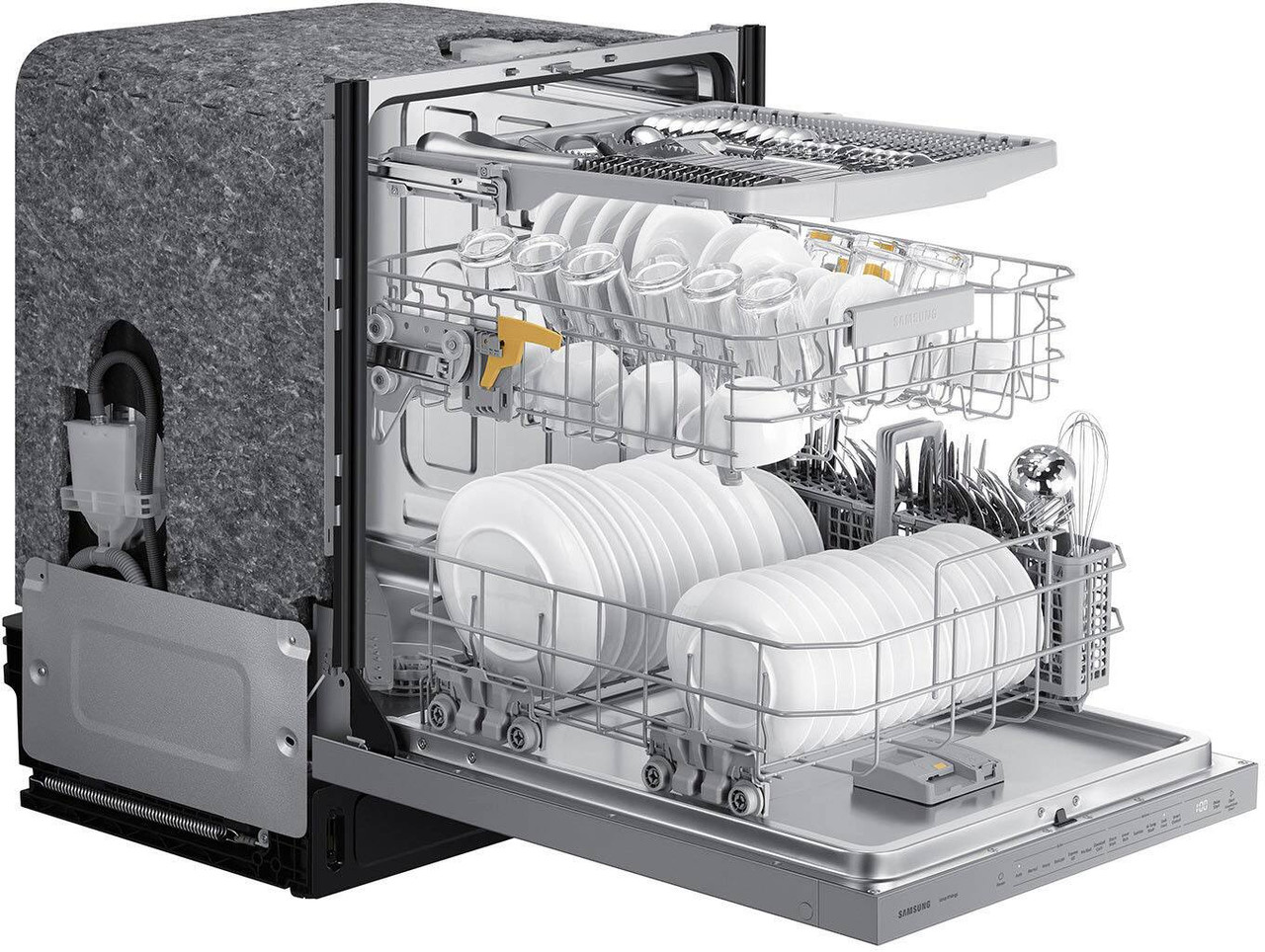 Samsung - 24" Bespoke AutoRelease Dry Smart Built-In Stainless Steel Tub Dishwasher with 3rd Rack, StormWash, 46 dBA - White Glass
