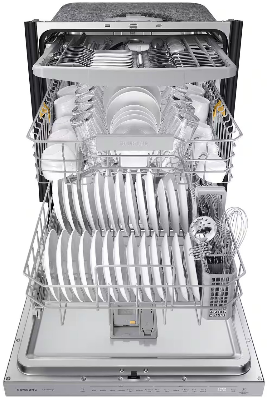 Samsung - 24" Bespoke AutoRelease Dry Smart Built-In Stainless Steel Tub Dishwasher with 3rd Rack, StormWash, 46 dBA - White Glass