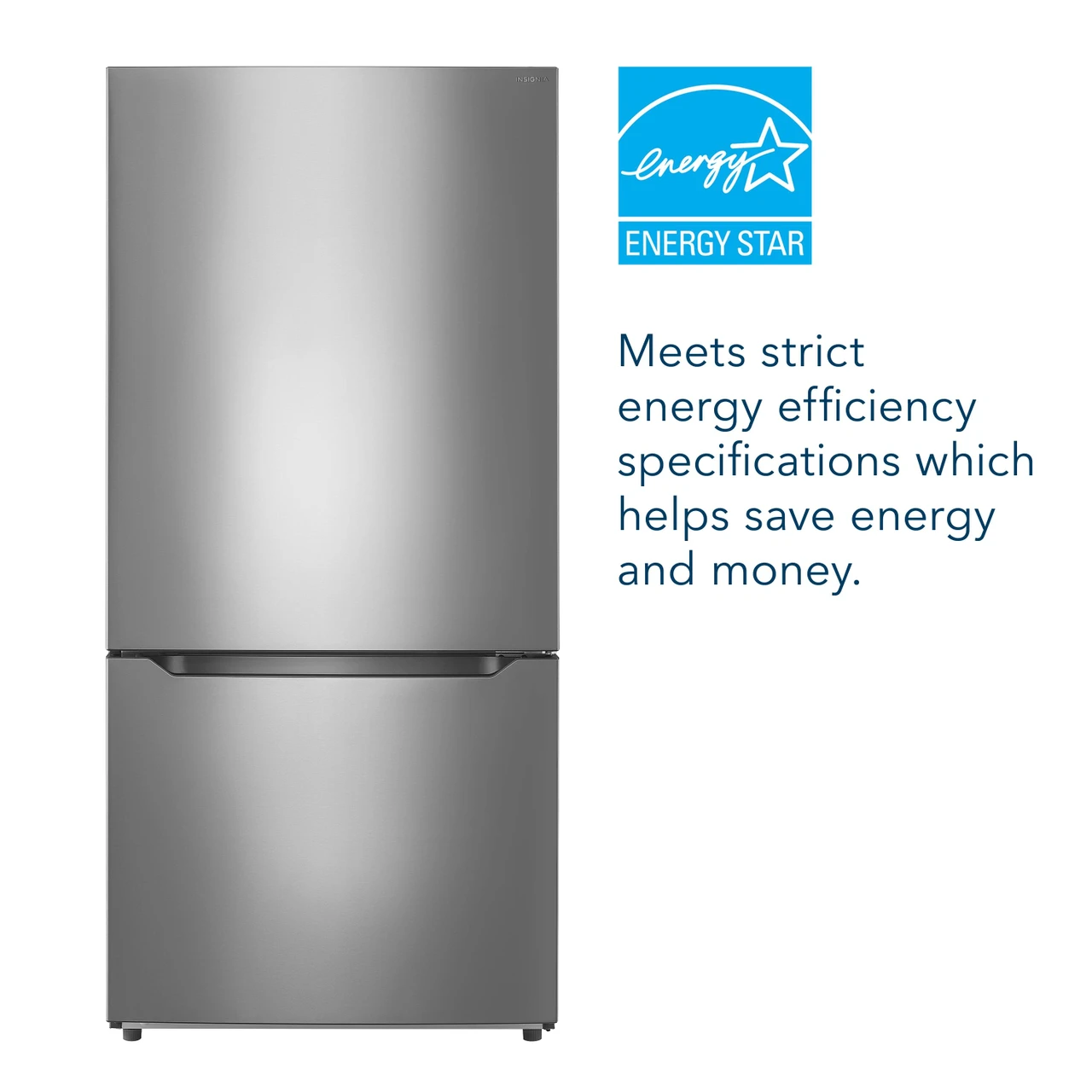 Insignia™ - 30 in. Wide 18.6 Cu. Ft. Bottom Freezer Refrigerator with ENERGY STAR Certification - Stainless Steel