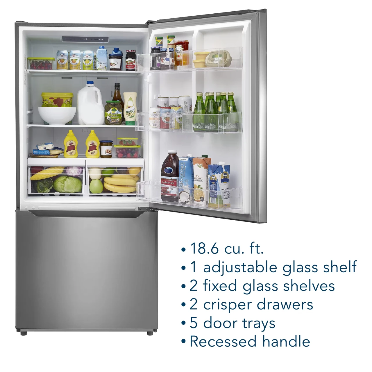 Insignia™ - 30 in. Wide 18.6 Cu. Ft. Bottom Freezer Refrigerator with ENERGY STAR Certification - Stainless Steel