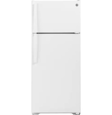 GE - 17.5 Cu. Ft. Top-Freezer Refrigerator with Edge-to-Edge Glass Shelves - White