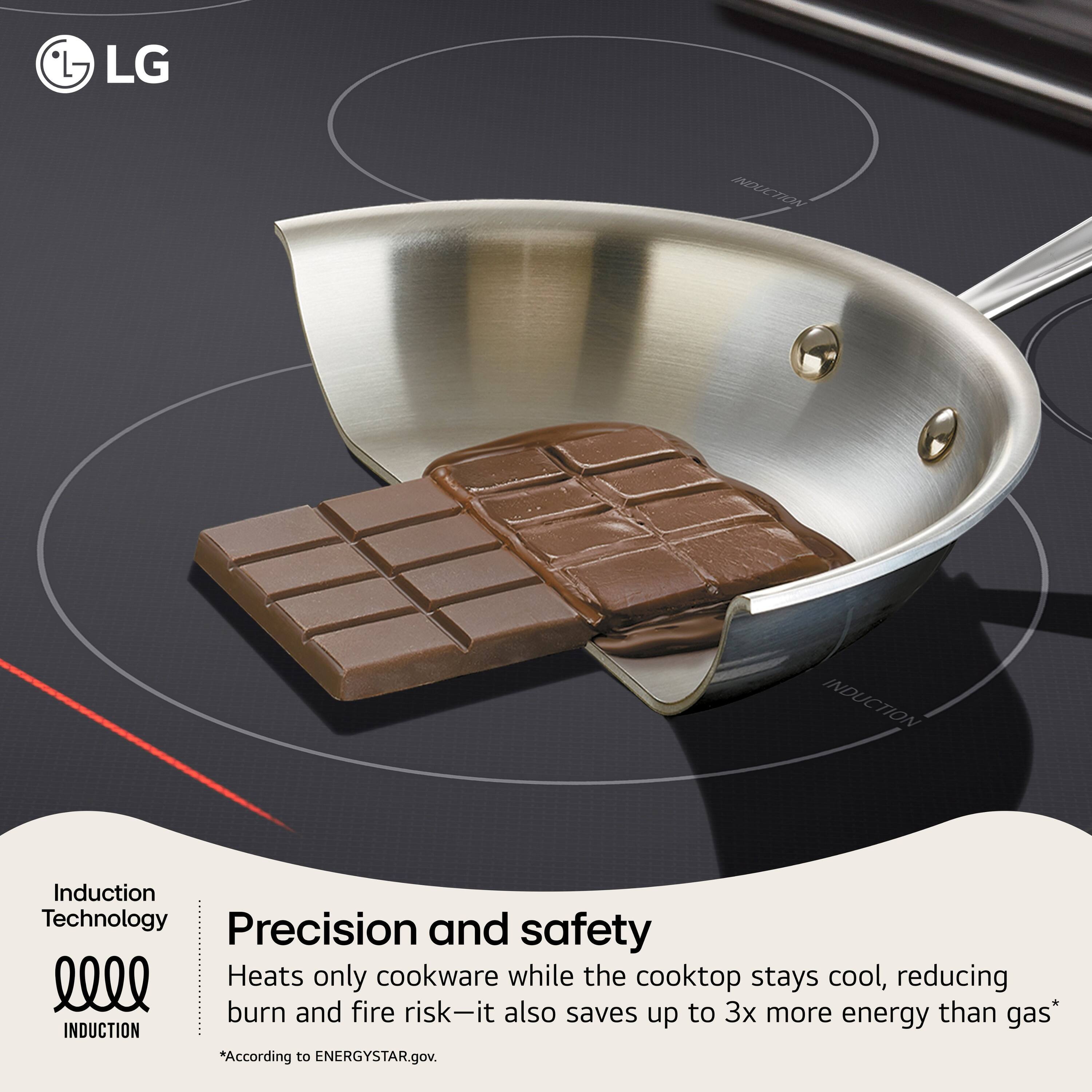 Precision and safety - Heats only cookware while the cooktop stays cool, reducing burn and fire risk-it also saves up to 3x more energy than gas*