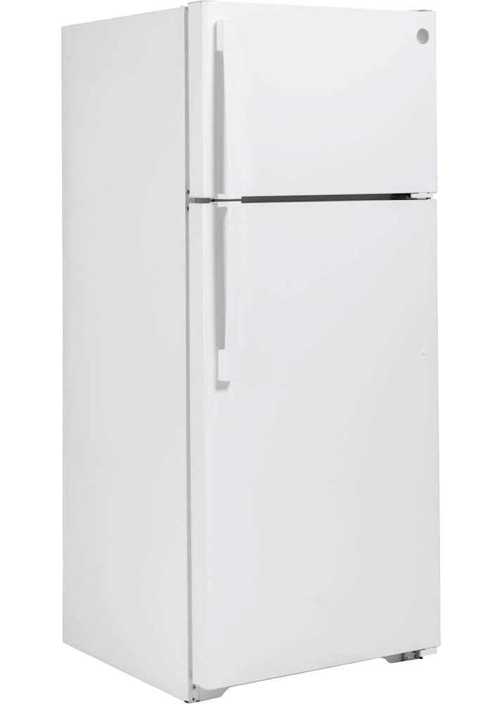 GE - 17.5 Cu. Ft. Top-Freezer Refrigerator with Edge-to-Edge Glass Shelves - White