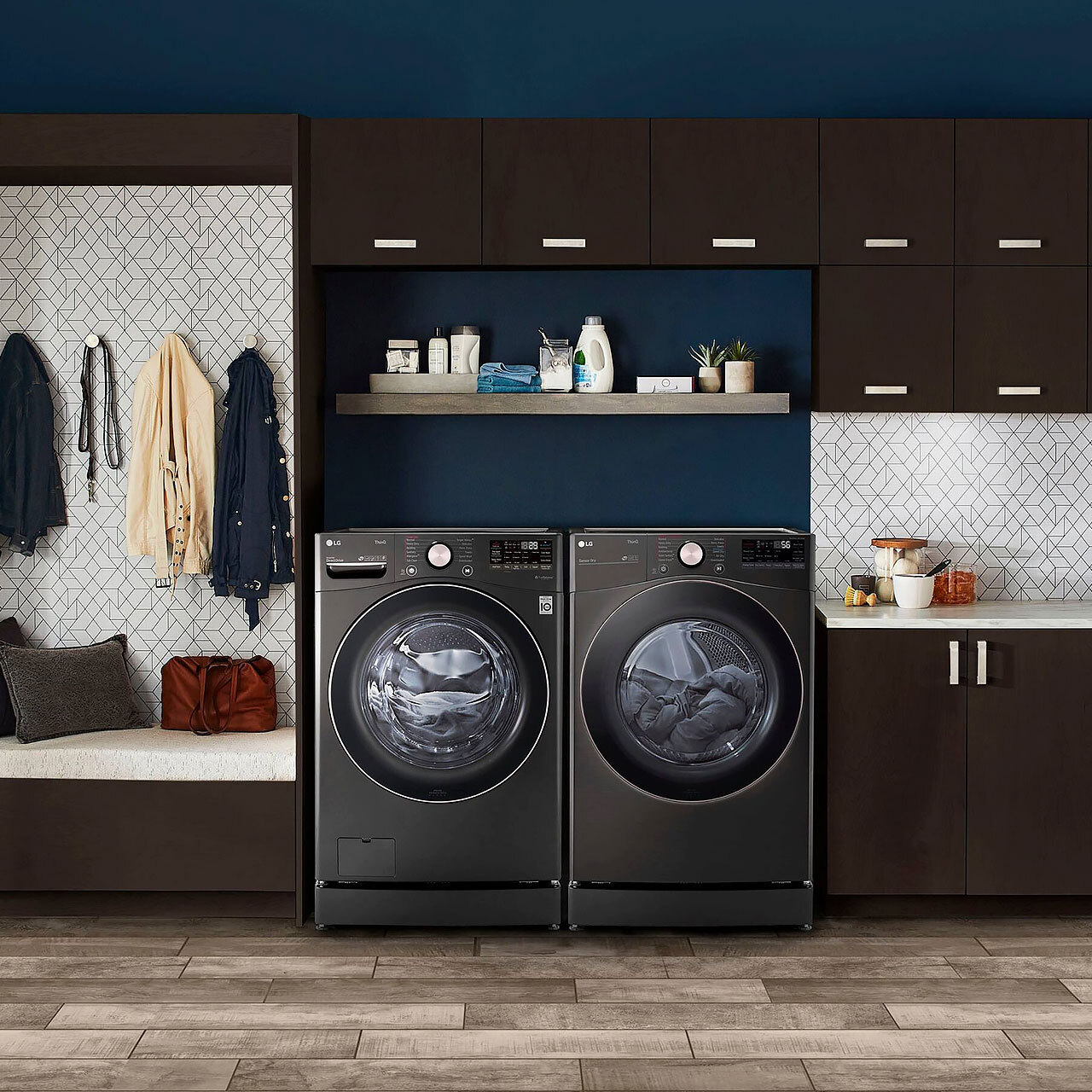 washer and dryer in laundry room