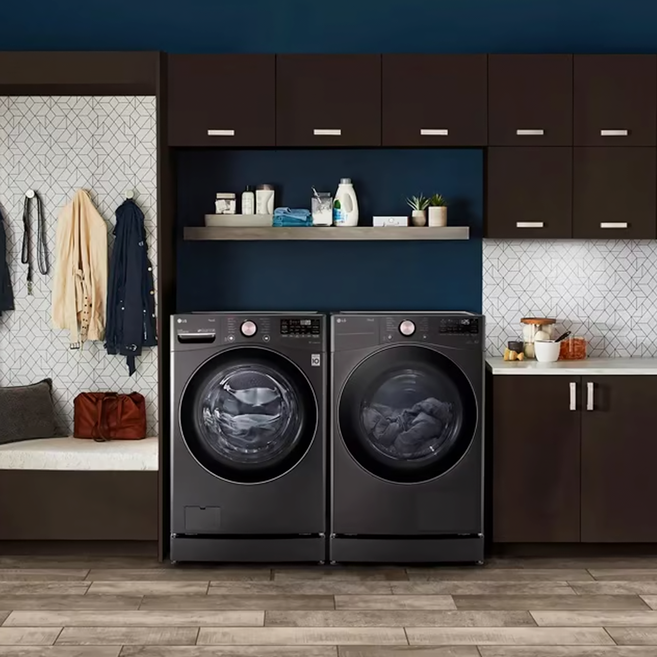 washer and dryer in laundry room