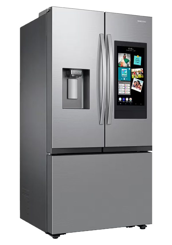 Samsung - 25 cu. ft. 3-Door French Door Counter Depth Smart Refrigerator with Family Hub - Stainless Steel
