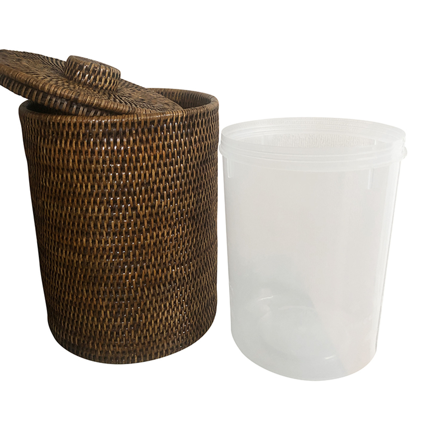 Stylish Waste Paper Bin / Waste Paper Basket - The Small Woven Rattan  Wicker Waste Paper Bin With Lid