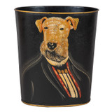 Professor Airedale Dog Portrait Waste Paper Bin  (front)