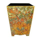 Floral Vine Waste Paper Bin - decoupage (wood) - Orange Vine 